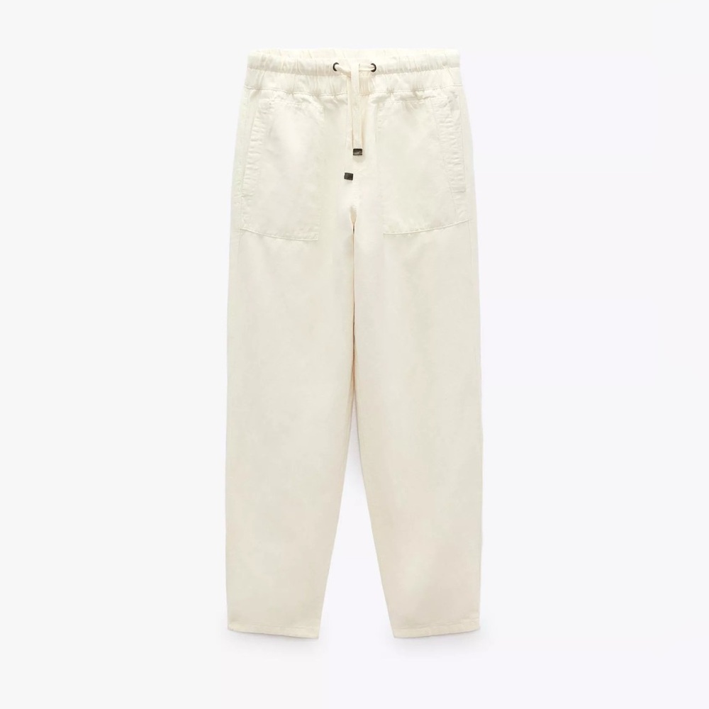 Zara linen blend joggers in ecru